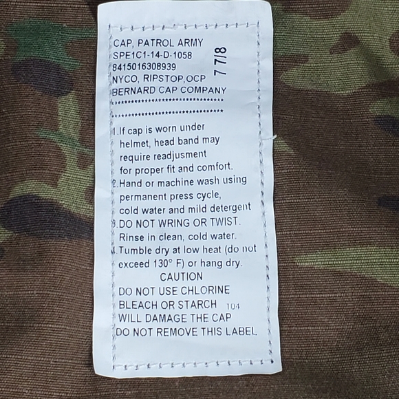 USGI Army Patrol Cap Military ACU OCP Multicam Large 7 7/8 Bernard Cap Company - Picture 12 of 13